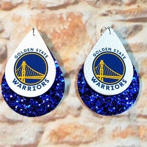 Golden State Warriors faux leather earrings